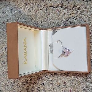 Kabana pink mother of pearl silver necklace